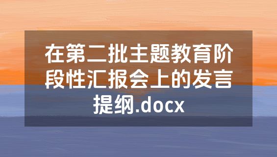 在第二批主题教育阶段性汇报会上的发言提纲.docx