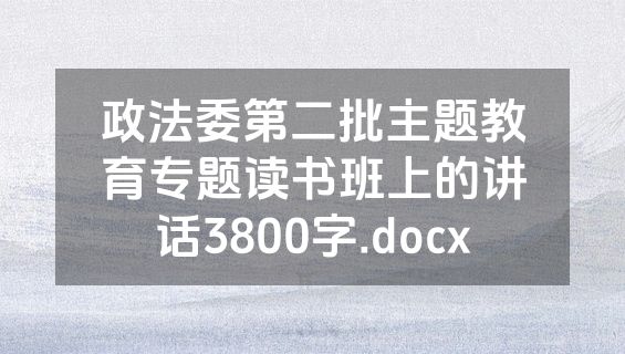 政法委第二批主题教育专题读书班上的讲话3800字.docx