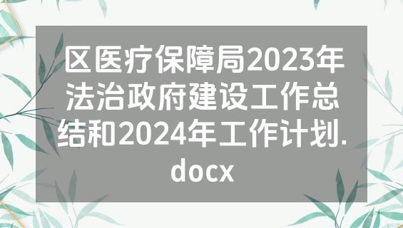 区医疗保障局2023年法治政府建设工作总结和2024年工作计划.docx