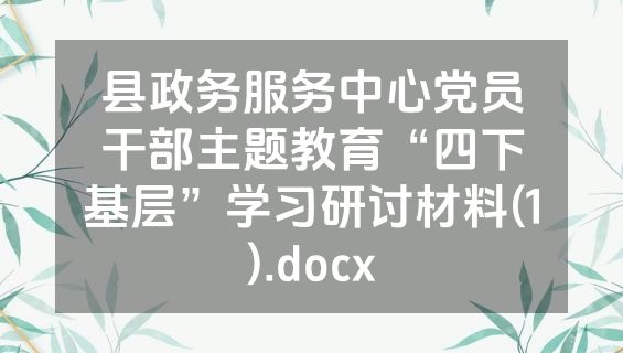 县政务服务中心党员干部主题教育“四下基层”学习研讨材料(1).docx
