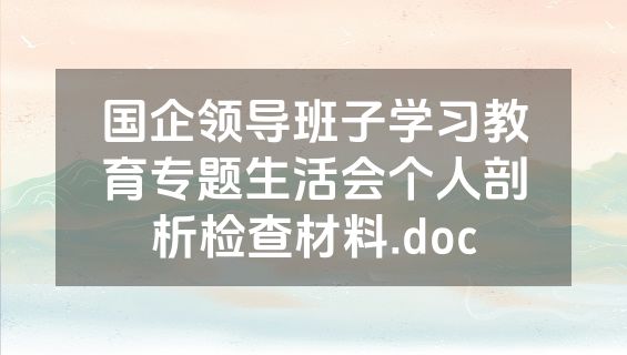 国企领导班子学习教育专题生活会个人剖析检查材料.doc