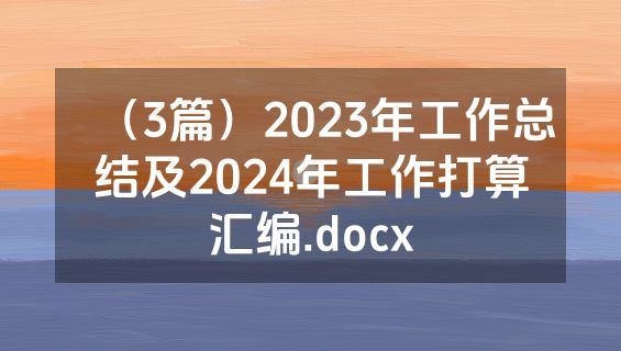 （3篇）2023年工作总结及2024年工作打算汇编.docx
