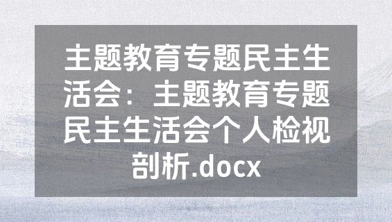 主题教育专题民主生活会：主题教育专题民主生活会个人检视剖析.docx