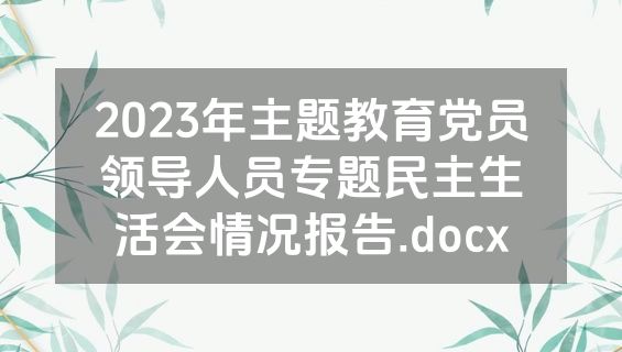 2023年主题教育党员领导人员专题民主生活会情况报告.docx