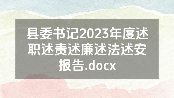 县委书记2023年度述职述责述廉述法述安报告.docx