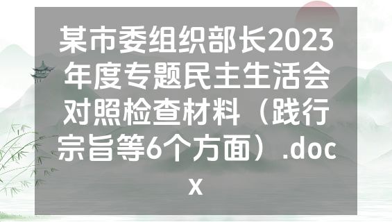 某市委组织部长2023年度专题民主生活会对照检查材料（践行宗旨等6个方面）.docx