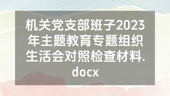 机关党支部班子2023年主题教育专题组织生活会对照检查材料.docx