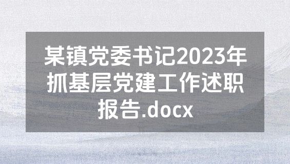 某镇党委书记2023年抓基层党建工作述职报告.docx
