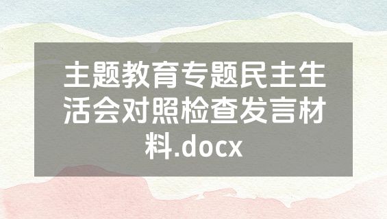 主题教育专题民主生活会对照检查发言材料.docx