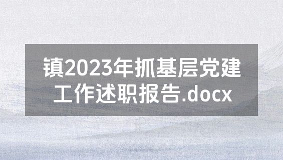 镇2023年抓基层党建工作述职报告.docx
