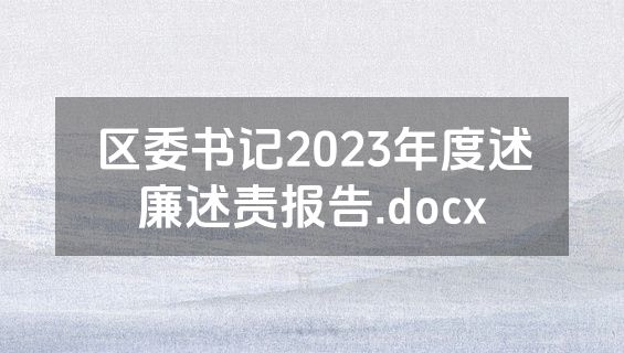 区委书记2023年度述廉述责报告.docx