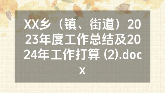 XX乡（镇、街道）2023年度工作总结及2024年工作打算 (2).docx