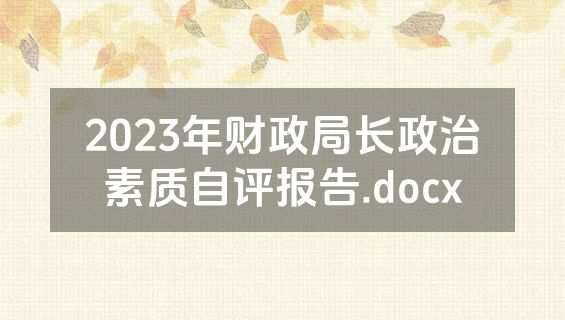 2023年财政局长政治素质自评报告.docx