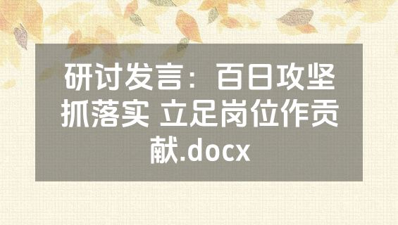 研讨发言：百日攻坚抓落实 立足岗位作贡献.docx