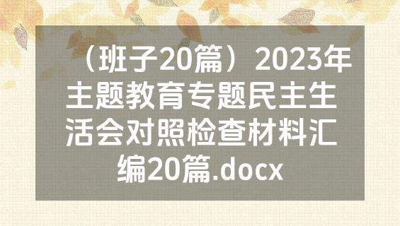 （班子20篇）2023年主题教育专题民主生活会对照检查材料汇编20篇.docx