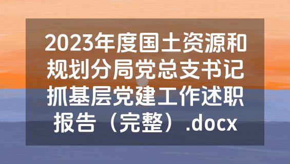 2023年度国土资源和规划分局党总支书记抓基层党建工作述职报告（完整）.docx
