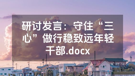 研讨发言：守住“三心”做行稳致远年轻干部.docx