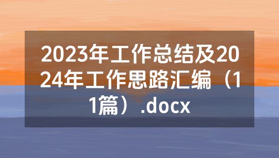 2023年工作总结及2024年工作思路汇编（11篇）.docx