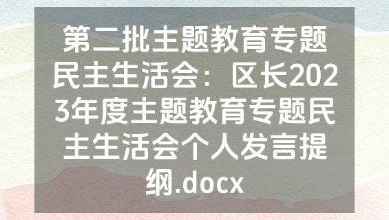 第二批主题教育专题民主生活会：区长2023年度主题教育专题民主生活会个人发言提纲.docx