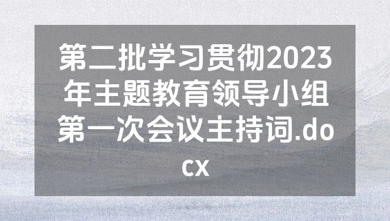 第二批学习贯彻2023年主题教育领导小组第一次会议主持词.docx