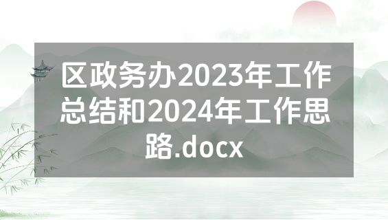 区政务办2023年工作总结和2024年工作思路.docx