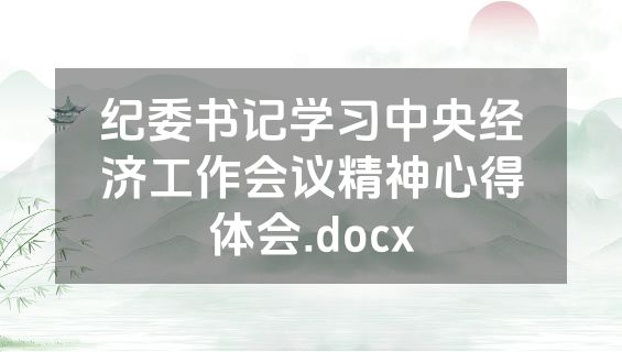 纪委书记学习中央经济工作会议精神心得体会.docx