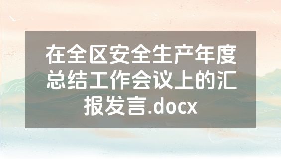 在全区安全生产年度总结工作会议上的汇报发言.docx