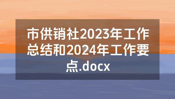 市供销社2023年工作总结和2024年工作要点.docx