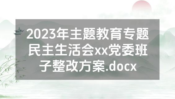 2023年主题教育专题民主生活会xx党委班子整改方案.docx