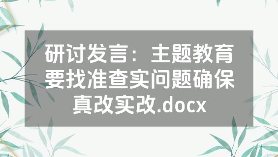 研讨发言：主题教育要找准查实问题确保真改实改.docx