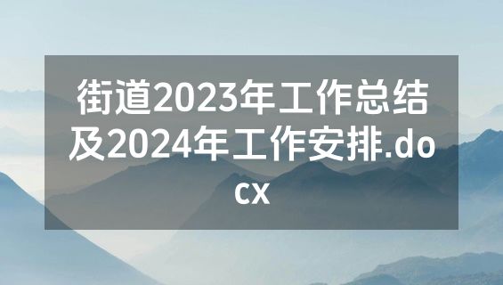 街道2023年工作总结及2024年工作安排.docx