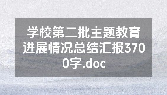 学校第二批主题教育进展情况总结汇报3700字.doc