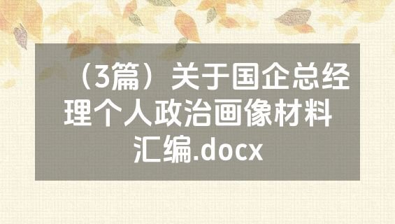 （3篇）关于国企总经理个人政治画像材料汇编.docx
