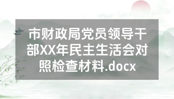 市财政局党员领导干部XX年民主生活会对照检查材料.docx