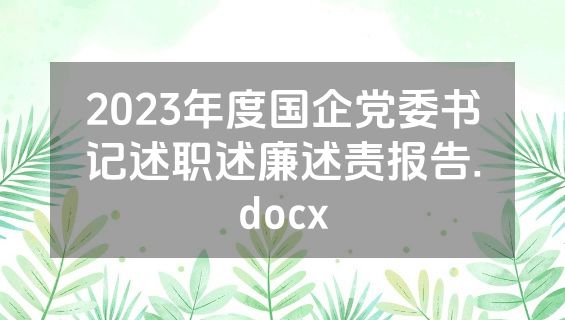 2023年度国企党委书记述职述廉述责报告.docx