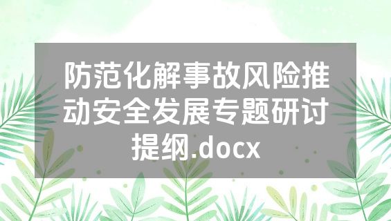 防范化解事故风险推动安全发展专题研讨提纲.docx