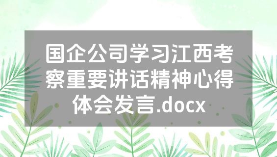 国企公司学习江西考察重要讲话精神心得体会发言.docx