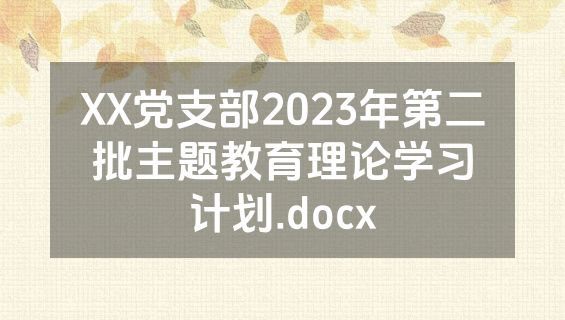 XX党支部2023年第二批主题教育理论学习计划.docx