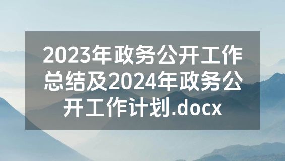 2023年政务公开工作总结及2024年政务公开工作计划.docx