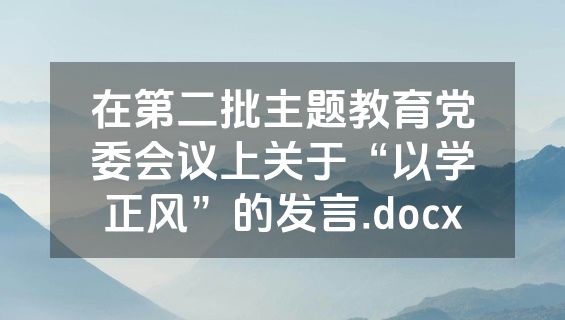 在第二批主题教育党委会议上关于“以学正风”的发言.docx