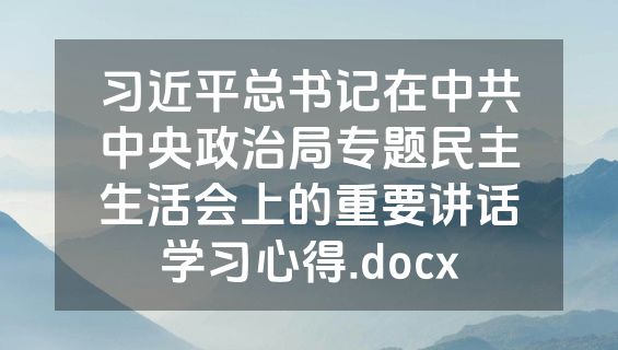 习近平总书记在中共中央政治局专题民主生活会上的重要讲话学习心得.docx