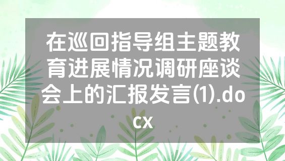 在巡回指导组主题教育进展情况调研座谈会上的汇报发言(1).docx