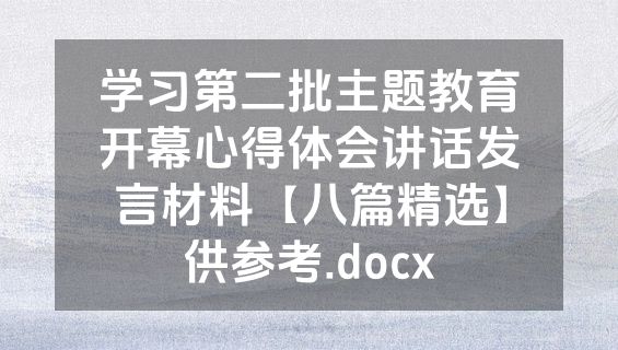 学习第二批主题教育开幕心得体会讲话发言材料【八篇精选】供参考.docx