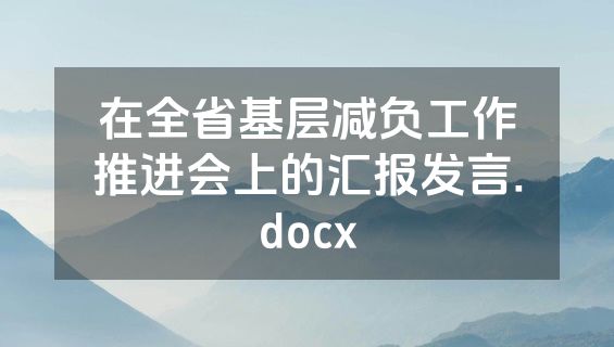 在全省基层减负工作推进会上的汇报发言.docx