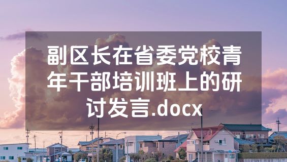 副区长在省委党校青年干部培训班上的研讨发言.docx