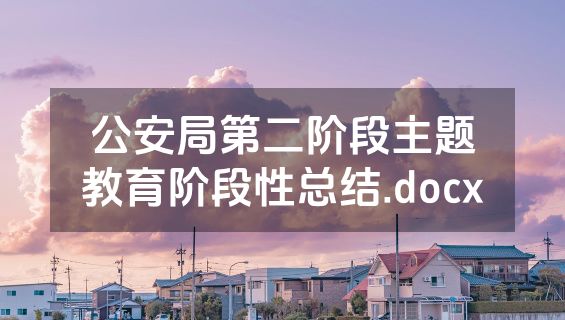 公安局第二阶段主题教育阶段性总结.docx