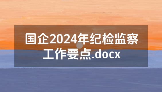 国企2024年纪检监察工作要点.docx