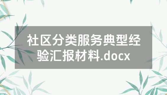 社区分类服务典型经验汇报材料.docx