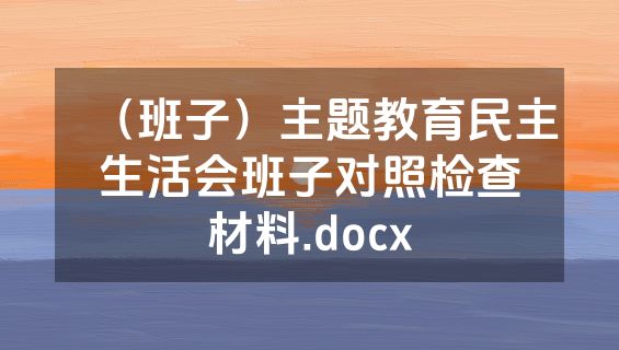 （班子）主题教育民主生活会班子对照检查材料.docx
