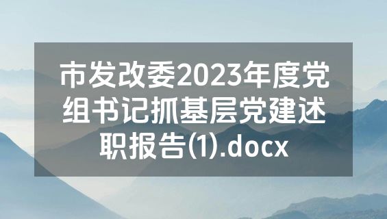 市发改委2023年度党组书记抓基层党建述职报告(1).docx